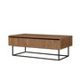 Hanah Home Mesa de Centro Multiusos 2 Niveles Industrial Nogal y Negro Tablero Melaminado Metal 120x60x43 cm